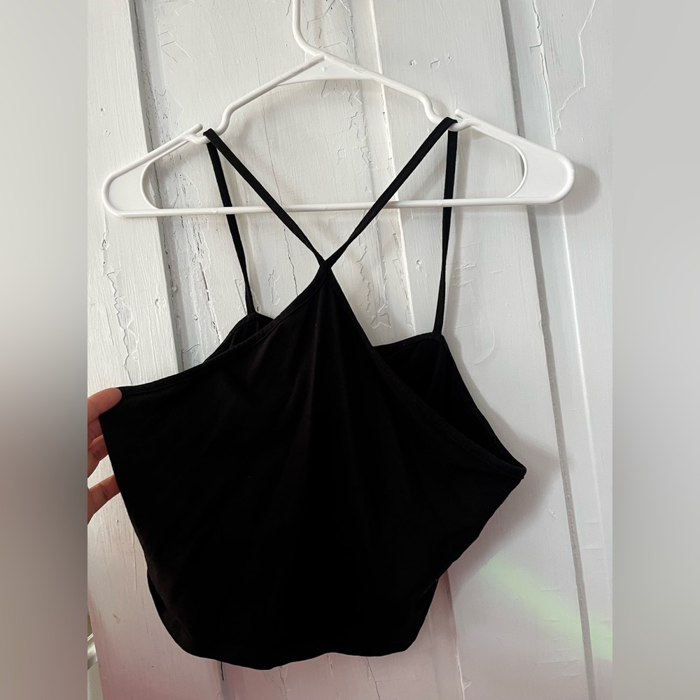 H&M Black Asymmetrical Crop Shirt